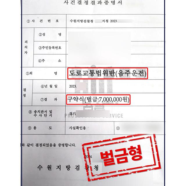 [피의자 변호] 동종전과가 있음에도 또다시 음주운전 적발된 사건, 벌금형 약식명령